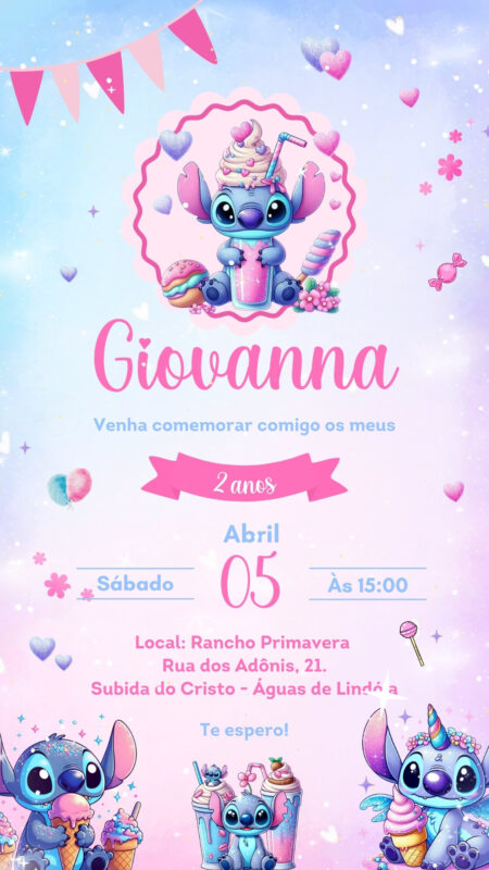 Convite Simples - Stitch Doces