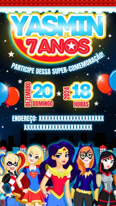 Convite Simples - Super Hero Girls