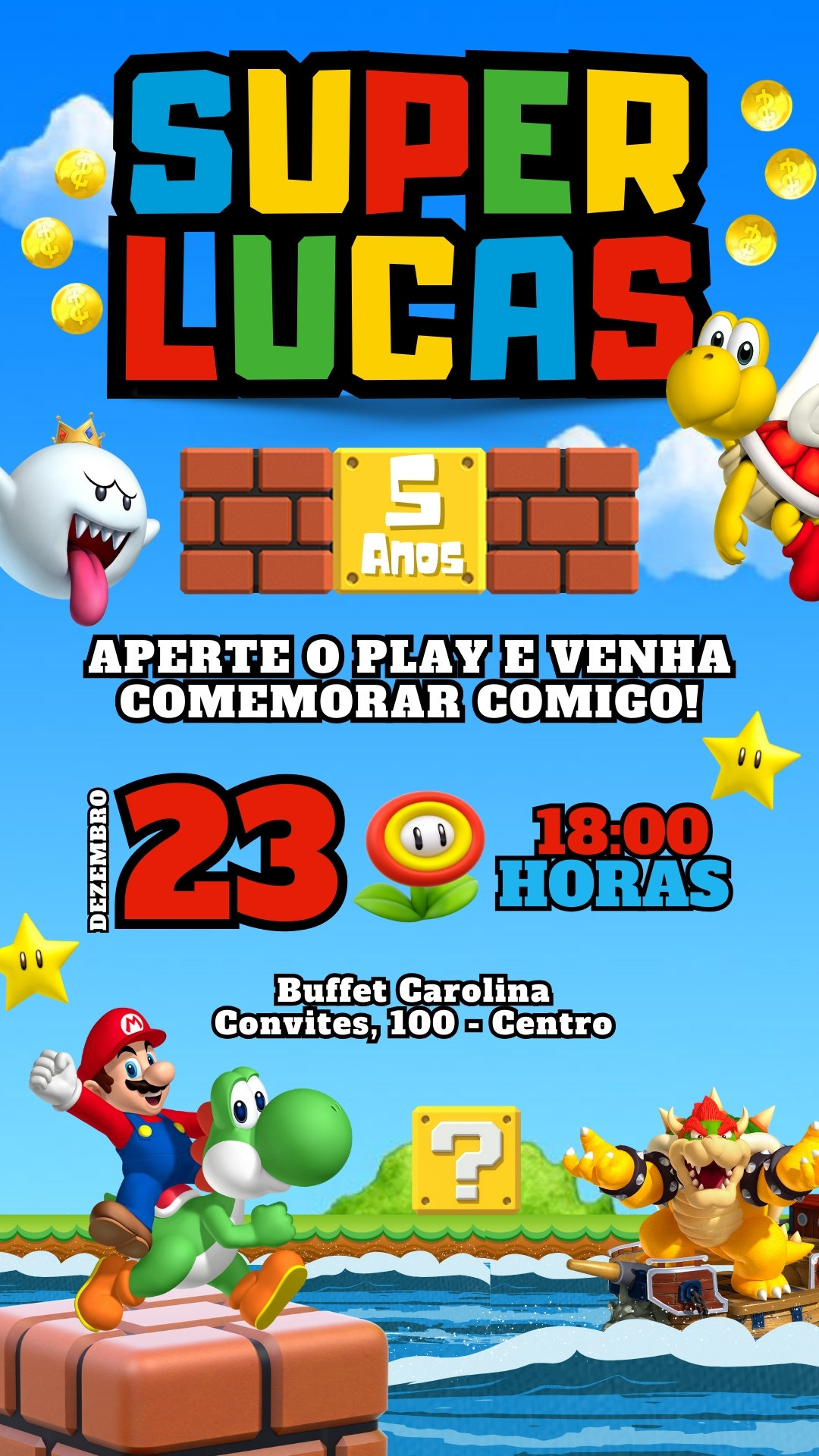 Convite Simples - Super Mário
