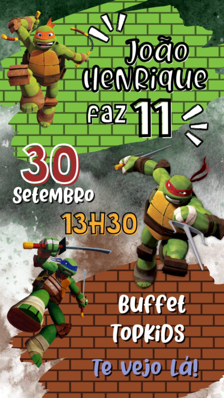 Convite Simples - Tartarugas Ninja