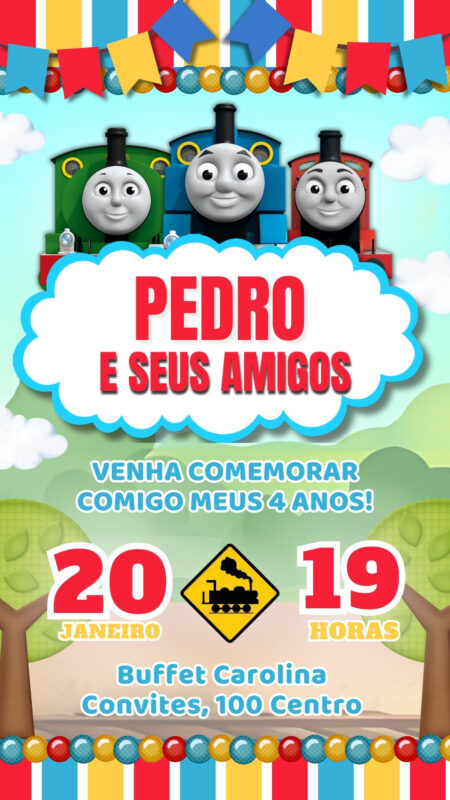 Convite Simples - Thomas e Seus Amigos