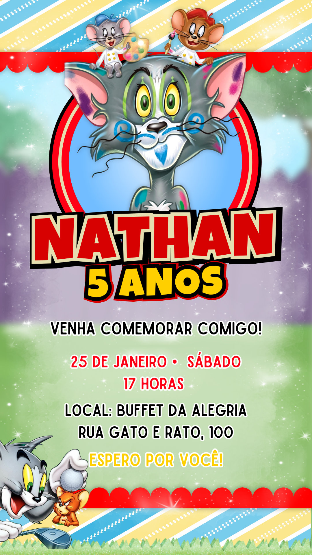 Convite Simples - Tom e Jerry
