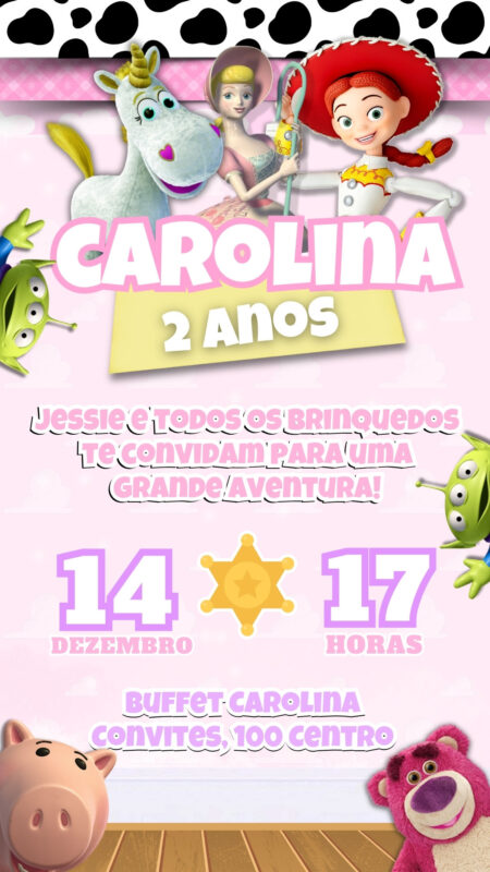 Convite Simples - Toy Story Menina