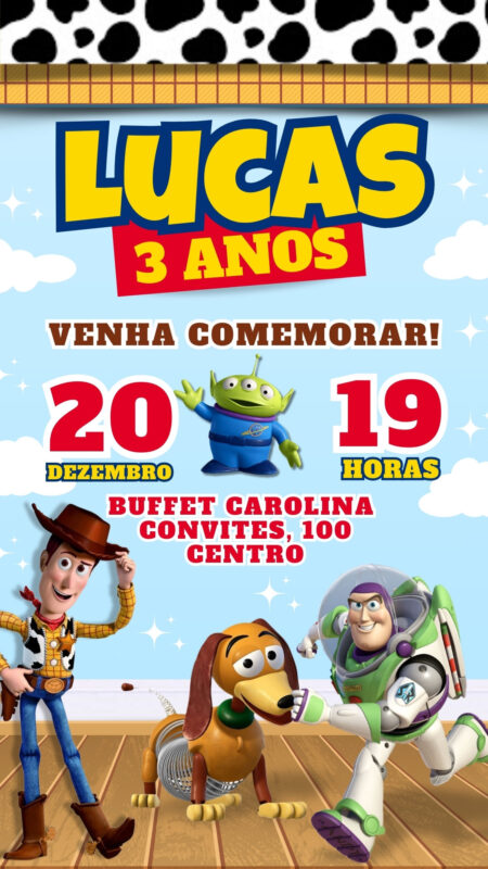 Convite Simples - Toy Story Menino