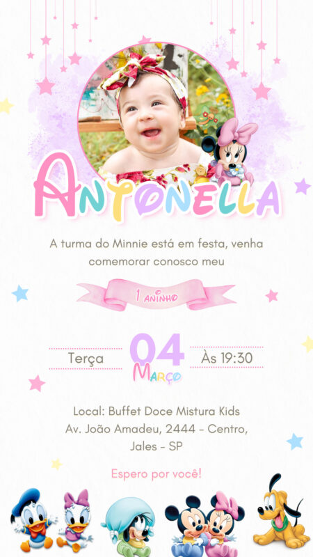 Convite Simples - Turma da Minnie Baby (Disney Baby)