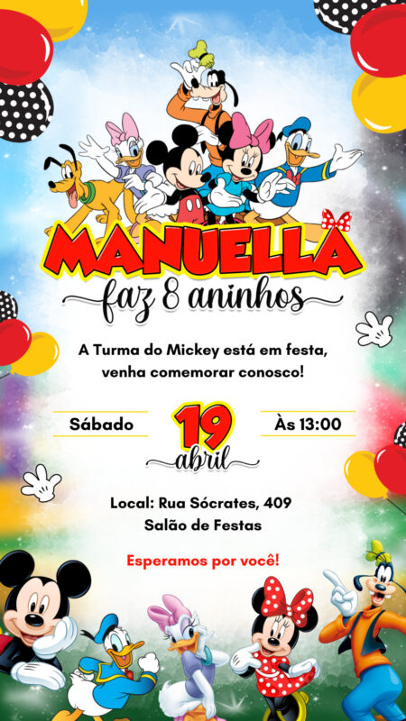 Convite Simples - Turma do Mickey/Minnie