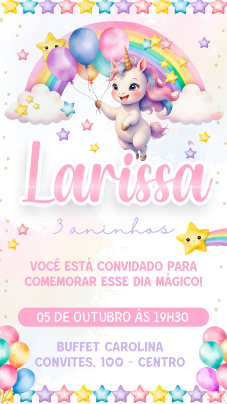 Convite Simples - Unicórnio