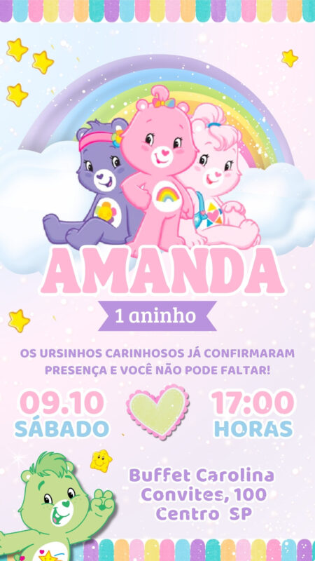 Convite Simples - Ursinho Carinhosos