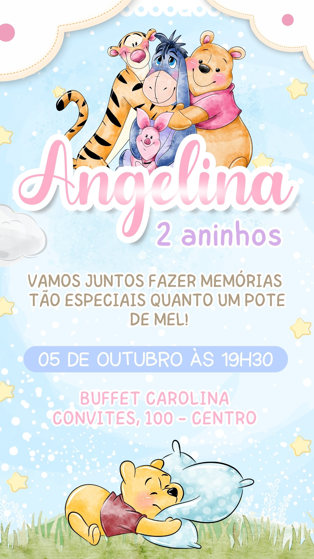 Convite Simples - Ursinho Pooh