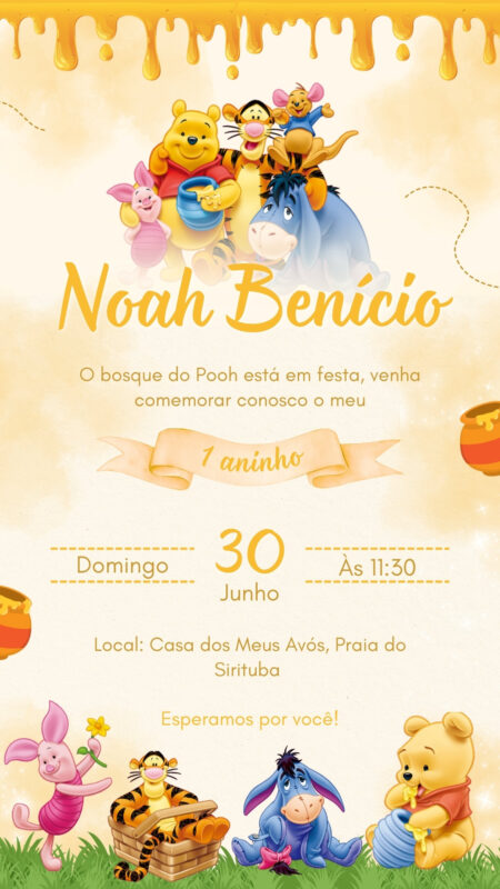 Convite Simples - Ursinho Pooh #3