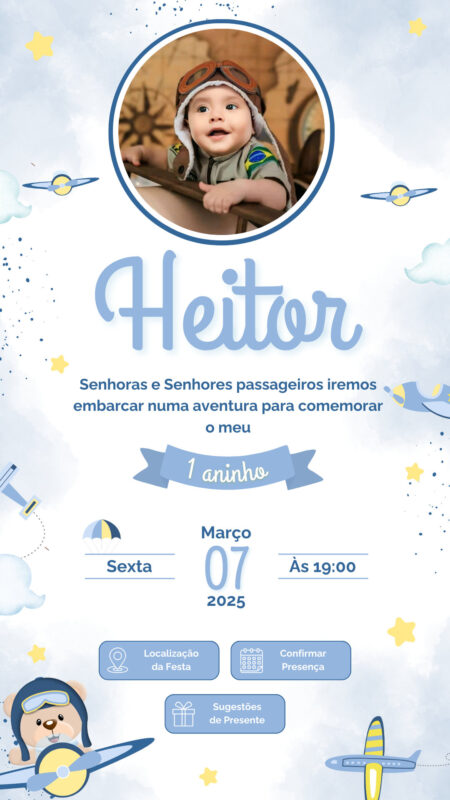 Convite Tecnológico - Urso Aviador