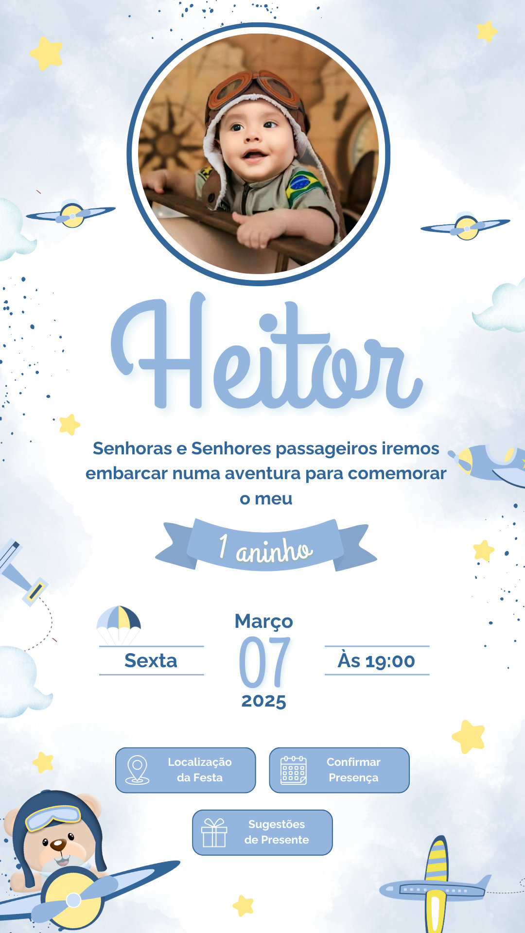 Convite Tecnológico - Urso Aviador