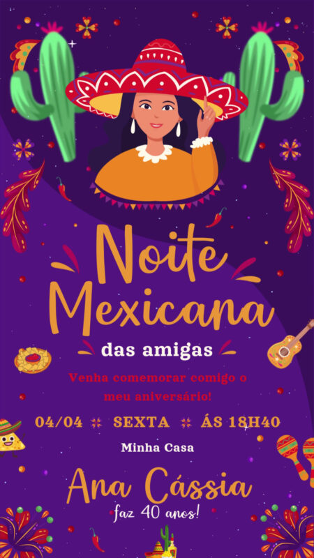 Convite Animado Simples - Noite Mexicana