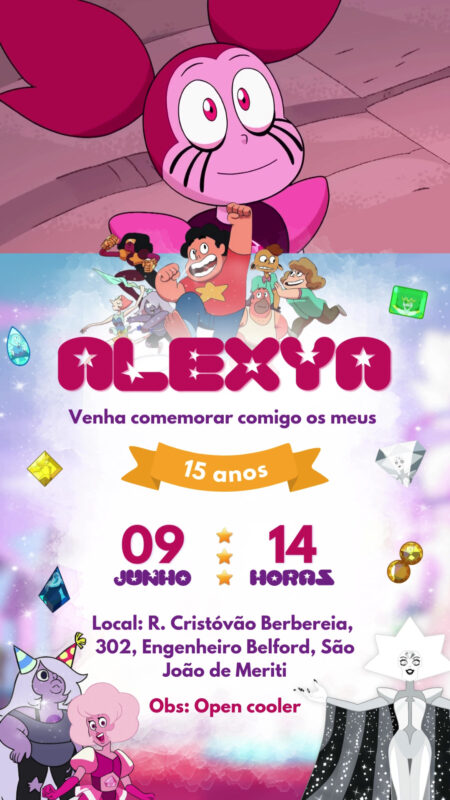 Convite Com Vídeo - Steven Universo Diamantes