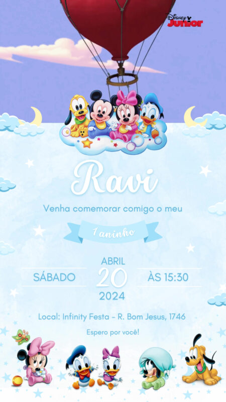Convite Com Vídeo - Turma do Mickey Baby