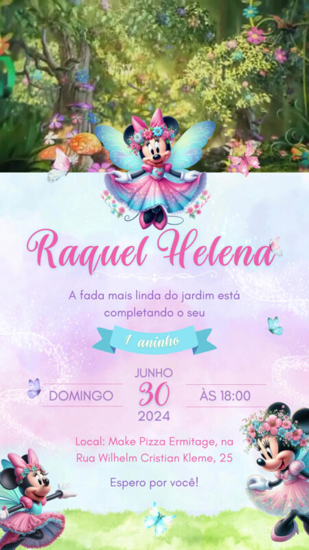 Convite Com Vídeo - Minnie Fada