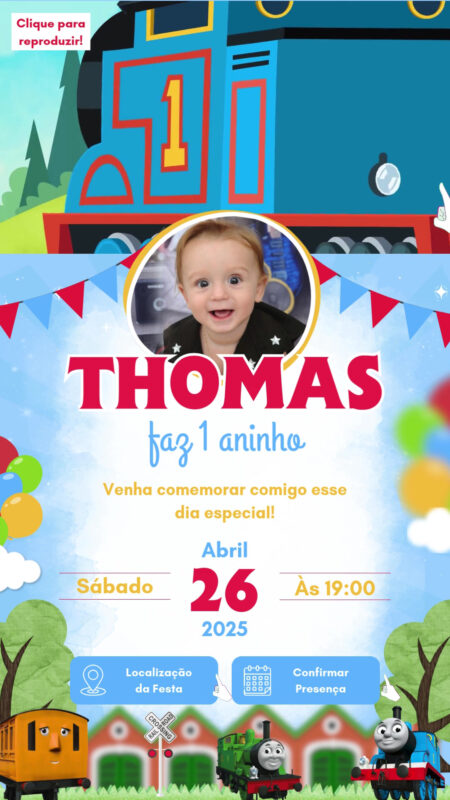 Convite Tecnológico - Thomas e seus Amigos