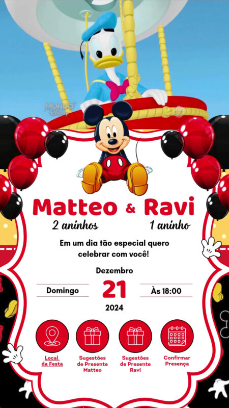 Convite Tecnológico - Mickey Mouse