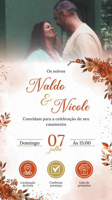Convite Tecnológico - Casamento - Terracota