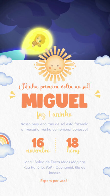Convite Com Vídeo - Primeira Volta ao Sol