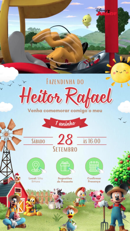 Convite Tecnológico - Fazendinha do Mickey