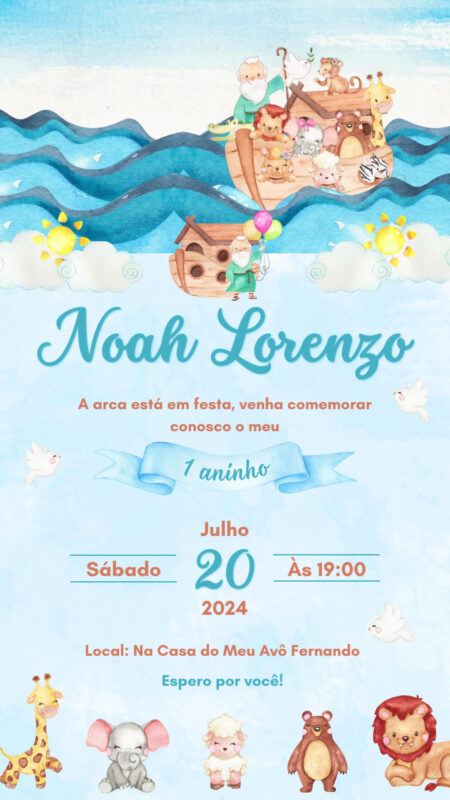Convite Com Vídeo - Arca de Noé