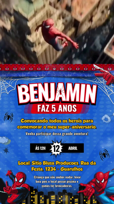 Convite Com Vídeo - Homem Aranha