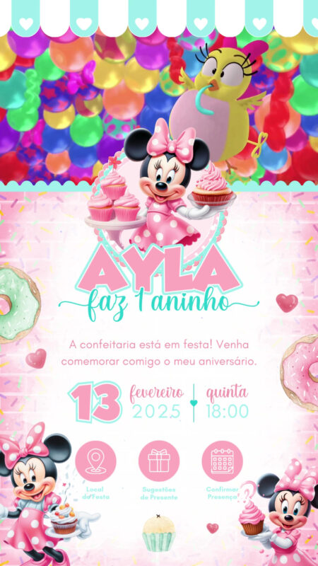 Convite Tecnológico - Minnie Confeitaria #2
