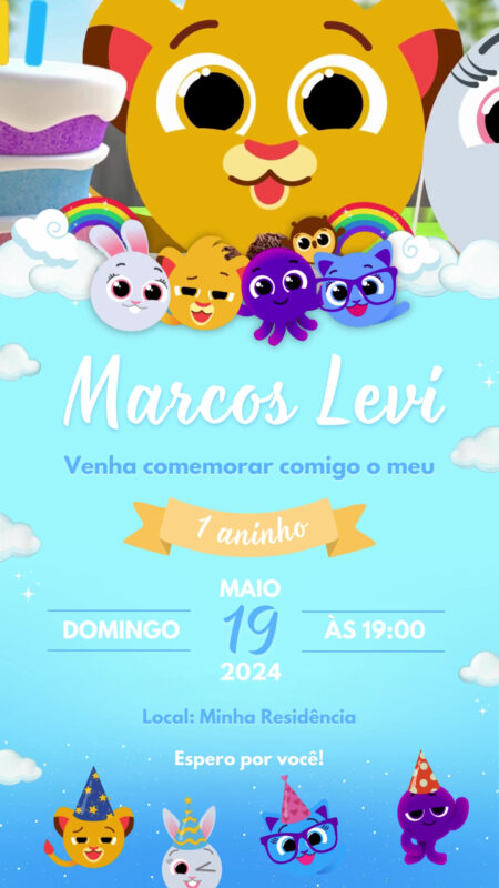 Convite Com Vídeo - Bolofofos Menino