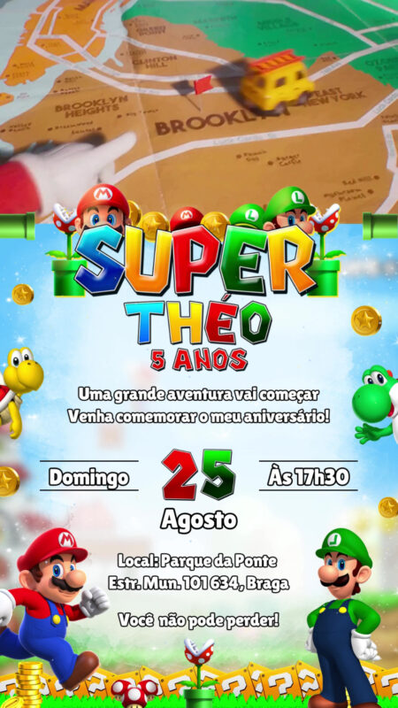 Convite Com Vídeo - Super Mario