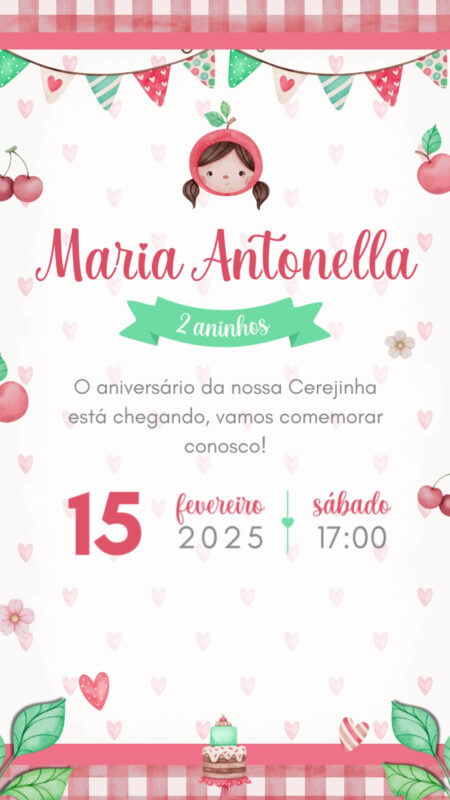 Convite Animado Simples - Cerejinha