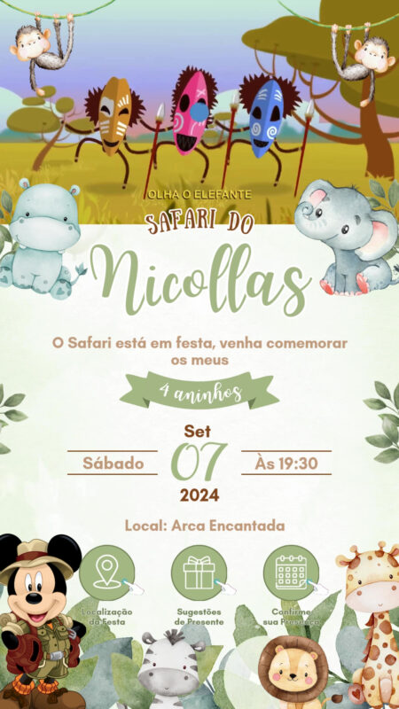 Convite Tecnológico - Mickey Safari #2