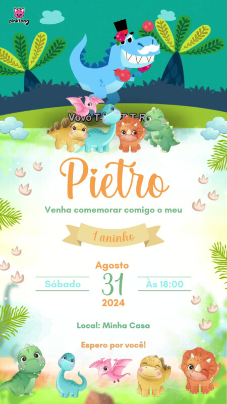 Convite Com Vídeo - Dino Baby