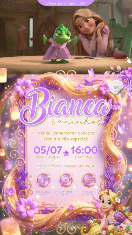 Convite Tecnológico - Rapunzel Enrolados