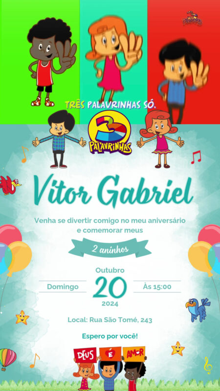 Convite Com Vídeo - 3 Palavrinhas