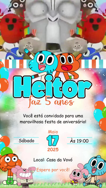 Convite Com Vídeo - Gumball