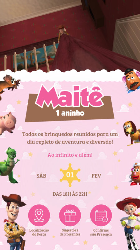 Convite Tecnológico - Toy Story Menina