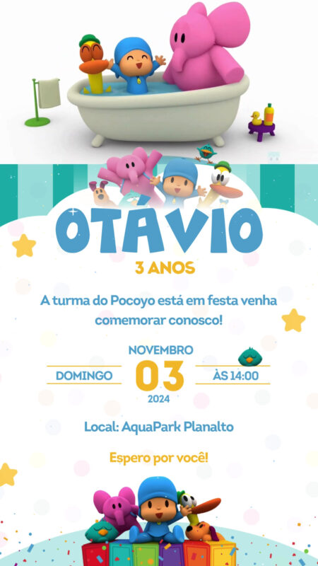 Convite Com Vídeo - Pocoyo
