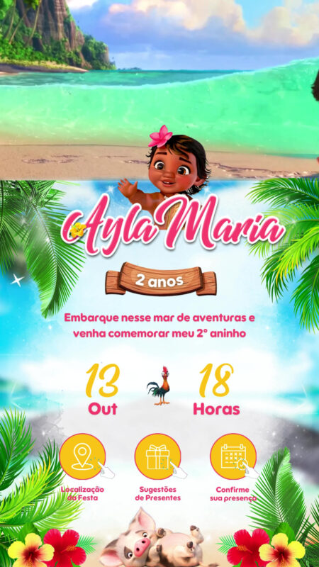 Convite Tecnológico - Moana Baby