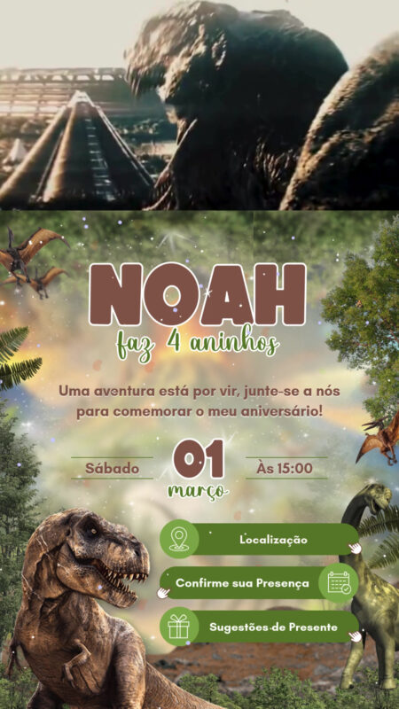 Convite Tecnológico - Dinossauro