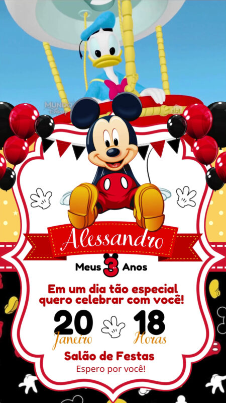 Convite Com Vídeo - Mickey #2