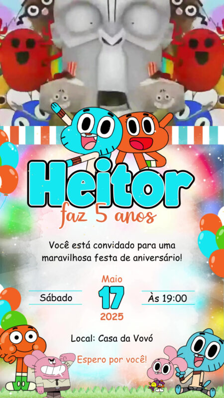 Convite Com Vídeo - Gumball