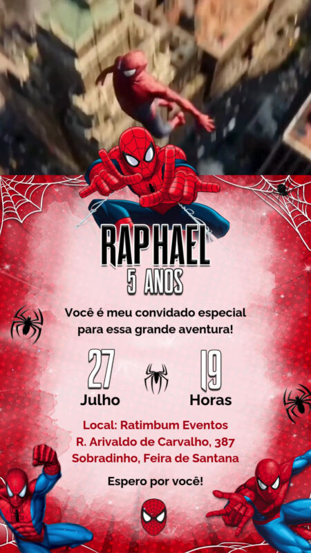 Convite Com Vídeo - Homem Aranha