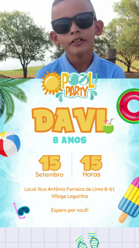 Convite Com Vídeo - Pool Party