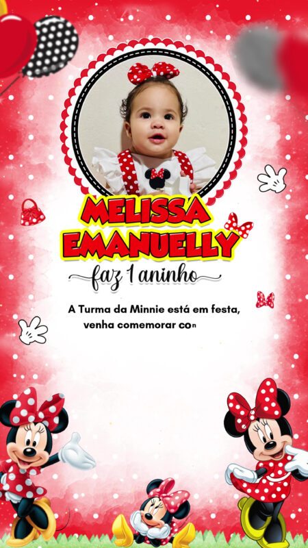 Convite Animado Simples - Minnie Vermelha