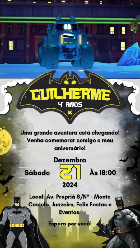 Convite Com Vídeo - Batman