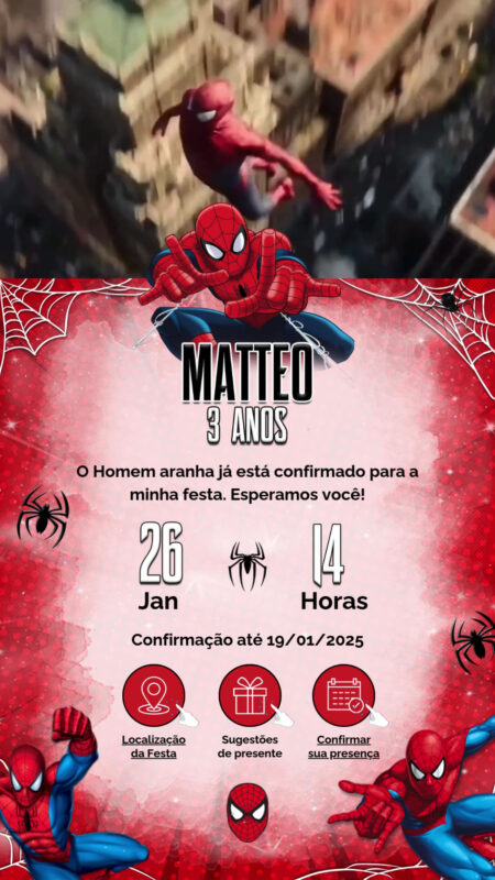 Convite Tecnológico - Homem Aranha