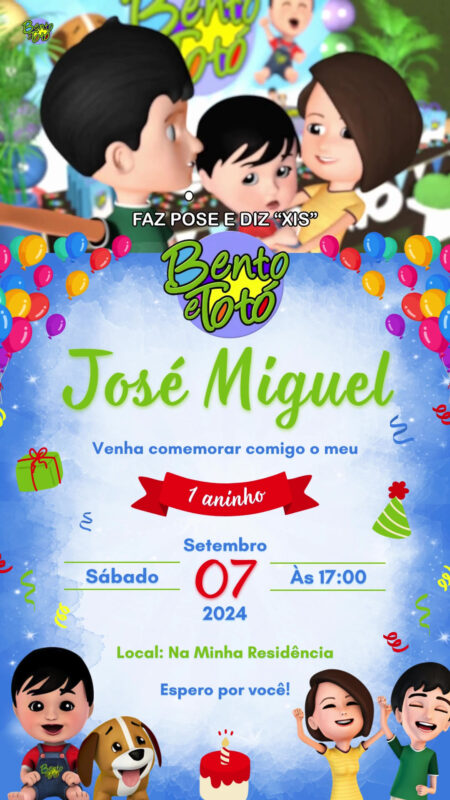Convite Com Vídeo - Bento e Totó