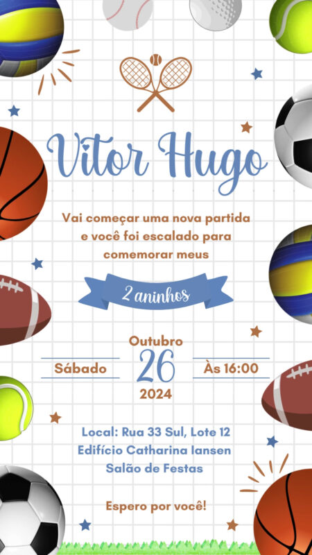 Convite Animado Simples - Bolas Esportivas