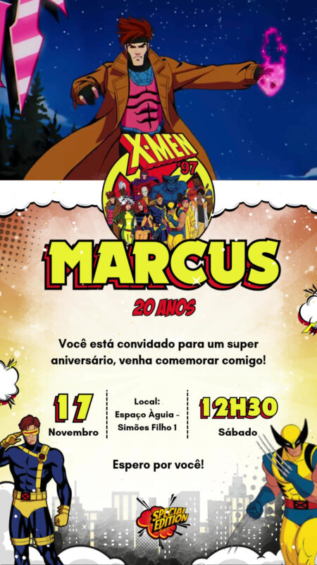 Convite Com Vídeo - X-Men´97
